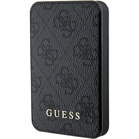 Powerbank Guess 15W GUPB5LP4GEGK5000mAh negro/negro 4G Cuero Logotipo metálico (1/5)