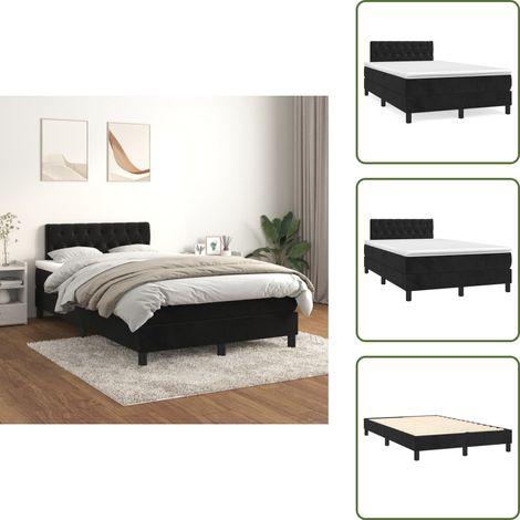 Cama de terciopelo - vidaXL Cama box spring con colchón terciopelo negro 120x200 cm - Cama de espuma