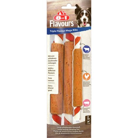 8in1 Hundeleckerli Triple Flavour Mega Ribs 140 g