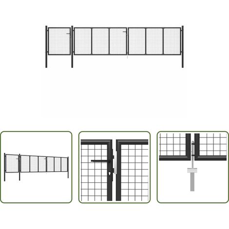 vidaXL Zaun - Gartentor Stahl 500×75 cm Anthrazit (1/5)