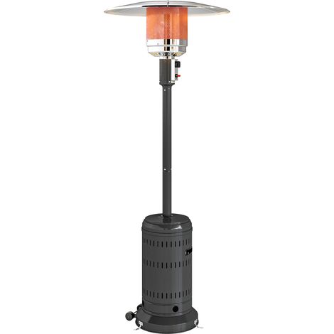 chauffage exterieur terrasse, parasol chauffant gaz portable 11 KW niveaux de chauffe réglable 82x82x223cm noir