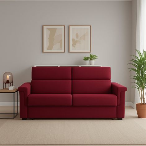 Divano Fisso 2 Posti Lapio, Sfoderabile, Idrorepellente Made in Italy, Lavabile, 185x95x100h cm Rosso (1/4)