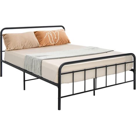 COSTWAY Struttura del Letto in Metallo, Telaio da Letto con Testiera e Pediera, Piattaforma Letto con Doghe in Acciaio, Carico Massimo 300kg (200cm x 160cm) (1/5)