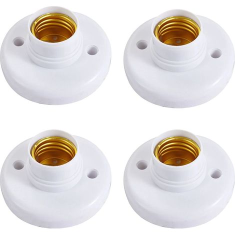 4PCS E27 Plastic Round Lamp Holders - Set of 4 Screw Sockets - White, 76mm (1/4)