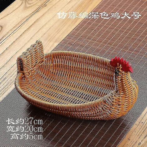 Obstkorb aus Rattan, Aufbewahrungskorb für den Haushalt, Aufbewahrungskorb mit Tiermotiven aus Rattan, multifunktionale Dekoration – großes Huhn