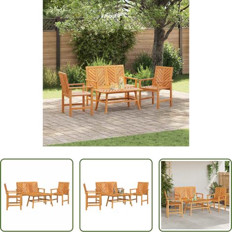Terrasse - Garten-Lounge-Set 4 pcs Braun Massivholz Akazie (1/5)