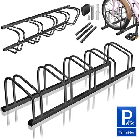 KESSER® Fahrradständer für inkl. Parkschild  Mehrfachständer mit 37cm Radabstand für 30-65mm Reifenbreite  Fahrradhalter Aufstellständer  Schwarz / 5 Fahrräder