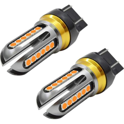 Lot de 2 ampoules LED 7443 - Jaune ambre - T20 7440 7443 - 12 V-24 V - Super lumineuses - 24 SMD 3030 - Ampoules de rechange pour clignotants de voiture