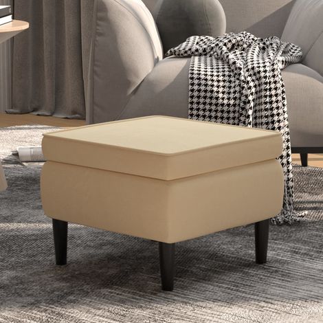 vidaXL Sgabello con gambe in legno color crema e velluto (1/5)