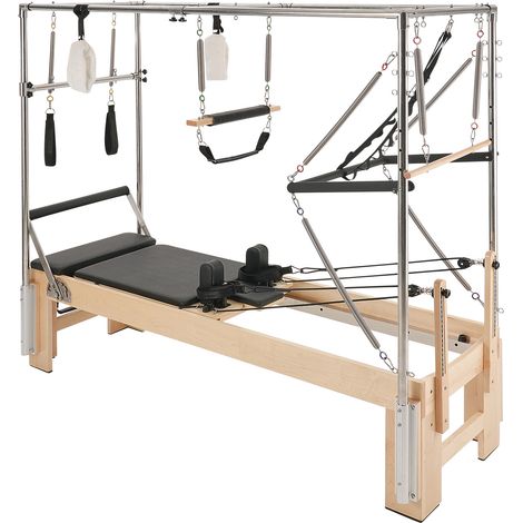 Mophorn Reformer Pilates en bois pour débutants et confirmés, appareil de yoga avec double résistance, boîte et planche de saut, capacité de charge 181,44 kg, idéal pour l'entraînement à domicile