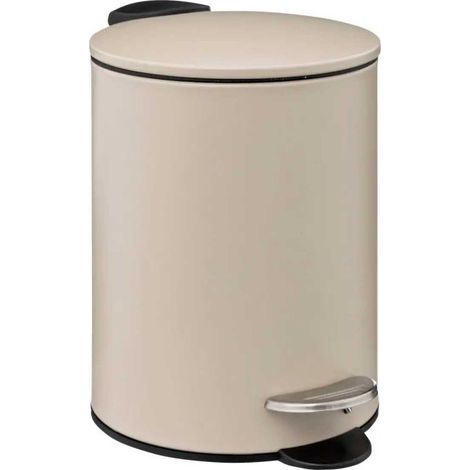 Five Simply Smart – Poubelle de salle de bain 3L en métal – Fermeture silencieuse – Forme ronde – Seau amovible avec poignée – Couleur naturelle (1/3)