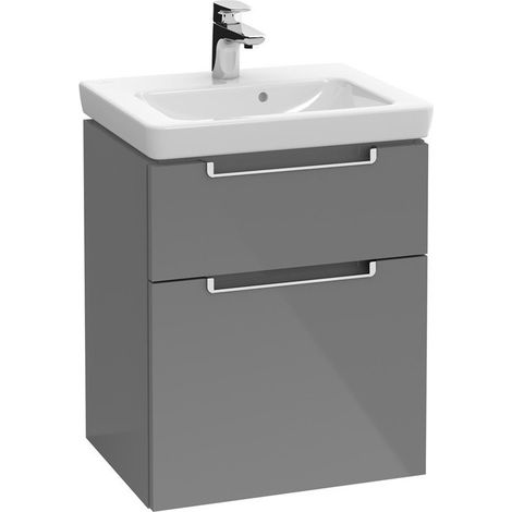Meubles sous vasque, 485 x 590 x 380 mm, modèle suspendu, En bois Glossy Grey