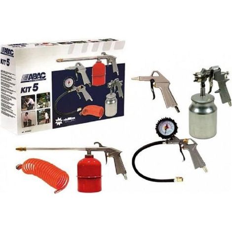 kit 5 piezas conexion rapida abac pintar,petrolear,soplar,inflar y espiral.