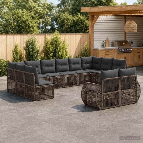 Set Divano da Giardino 12 pcs Grigio e Grigio Scuro polyrattan vidaXL (1/5)