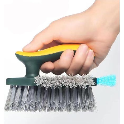 Brosse à joints 4 en 1 avec raclette, brosses à récurer robustes pour nettoyage avec poils rigides pour salle de bain et cuisine, carrelage, sol, salle de bain, mur/coin/fenêtre (1/5)