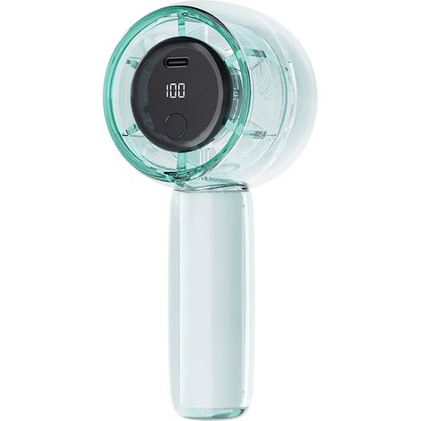 (Vert) Ventilateur portatif haute vitesse avec affichage clair, batterie rechargeable 1800 mAh, lumière LED 7 couleurs. (1/5)