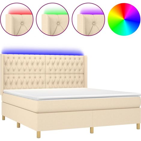 Maison Exclusive - Boxspringbett mit Matratze & LED Creme 160x200
