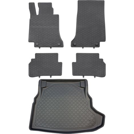 Juego de alfombrillas de goma para coche y alfombrilla para maletero para Mercedes Clase C W205 Sedán desde marzo de 2014.