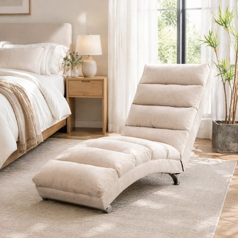 Chaise longue con vibración suave, bolsillo lateral y soporte de cuerpo completo beige DESVIAE (1/5)