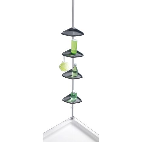 Wenko Teleskop-Duschecke Compact Aluminium, silber, 4 Ablagen Ablagen & Badregale