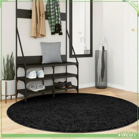 Tapis - FAFEISY - OVIEDO - Noir - Ø 160 cm - Poils courts ultra-doux - 100% polyester (OEKO-TEX) (1/5)