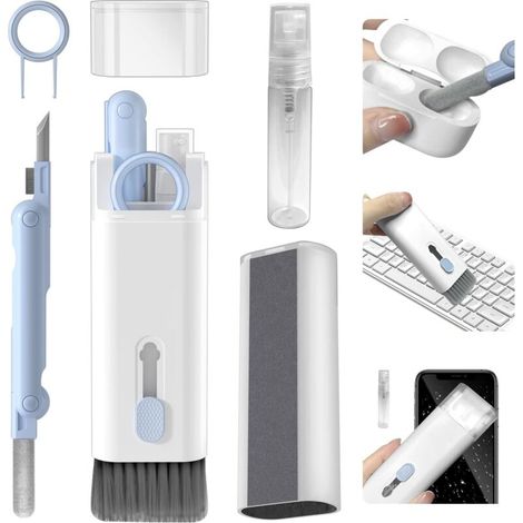 7-in-1 Electronic Cleaning Kit, Keyboard Cleaning Kit with Brush, Cleaning Pen for AirPods Pro, Suitable for Earphones, Laptop, Phone, PC Screen (Blue) (1/4)
