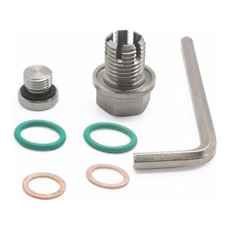 Sollbry Bouchon de Vidange D'huile Moteur, Bouchon de Vidange surdimensionné en Acier Inoxydable, Kit de Réparation de Filetage de Carter D'huile avec clé Hexagonale, Joint Torique (M12.1-1.25mm)