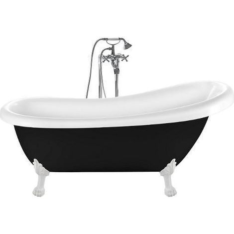 Freistehende Badewanne RICHMOND schwarz Löwenfüße WEISS 171