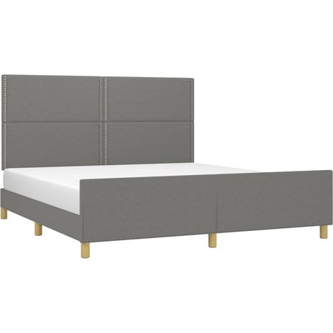 Cadre de lit sans matelas gris foncé 180x200 cm tissu vidaXL (1/5)