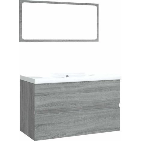 vidaXL Set di Mobili da Bagno Grigio Sonoma in Legno Multistrato (1/5)