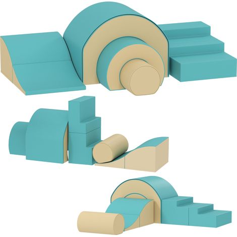 Blocs de construction souples en mousse 5 pièces pour bébés, cuir synthétique, formes créatives, jeu intérieur grimper ramper, vert
