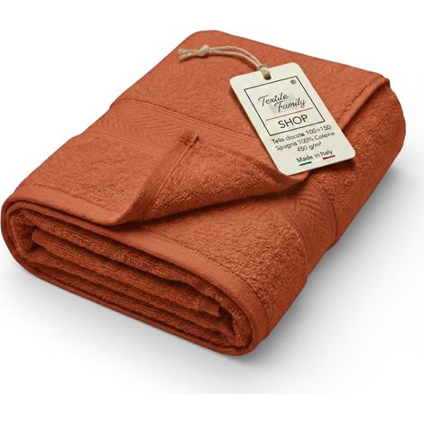 Telo Doccia Terracotta 100x150 in Spugna 100% Cotone 450 g/m² Made in Italy