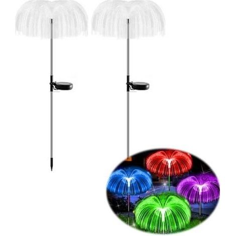 (2 pezzi) Lampada solare impermeabile a fibra ottica a forma di medusa, luce decorativa per esterni, ideale per giardino, prato, (1/4)