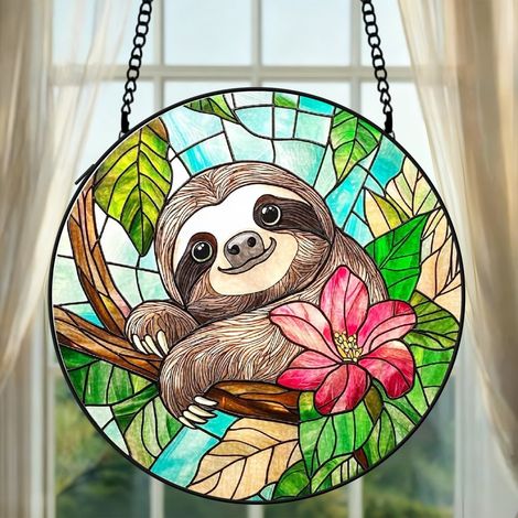 Suspension vitrail chat attrape-soleil 25 cm décoration fenêtre cadeau intérieur (1/5)