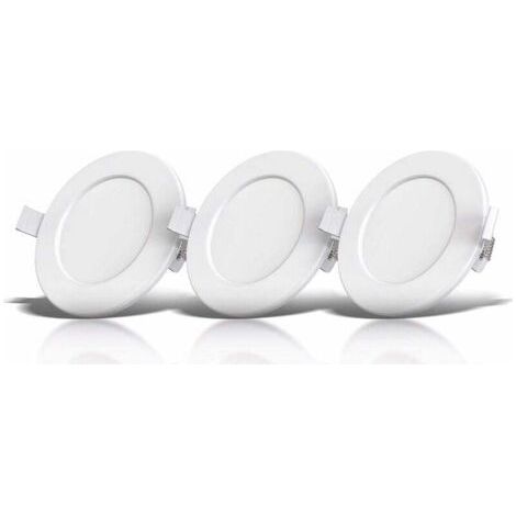 lot de 3 spots encastrables spéciaux salle de bain IP44, protégés contre les projections d'eau, ultra plat, Ø115mm, modules LED 6W, lumière blanche chaude (1/5)
