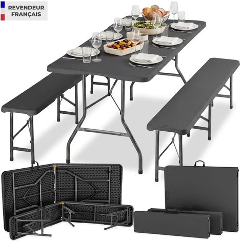 Ensemble de tables de camping pliable, résistant aux intempéries poignées de transport caoutchoutées (1/5)