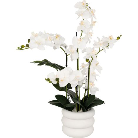 Künstliche Orchidee im Topf Mick Keramiktopf weiß H80cm - Atmosphera créateur d'intérieur (1/5)