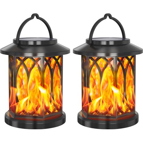 Lampe solaire à flamme, lampe torche étanche à clignotement, lampe solaire extérieure pour cour, lanterne d'extérieur pour éclairage paysager (1/5)