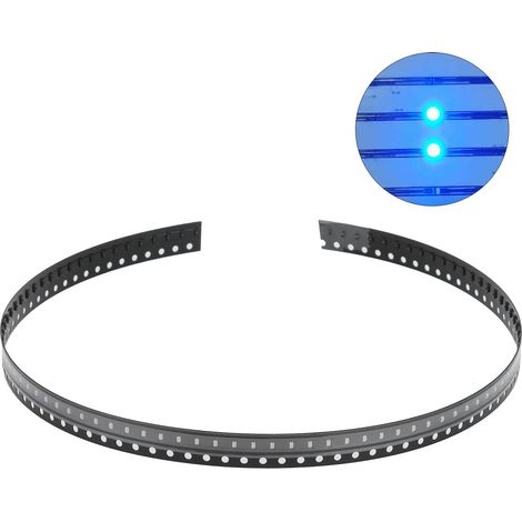 100 diodes LED SMD, composants électroniques haute résistance, minuscules et basse tension pour circuits imprimés DIY (bleues) (1/5)