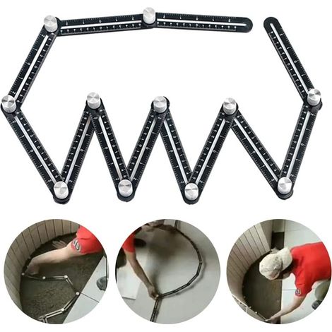 Règle de mesure multi-angle 12 sessions,outil de modèle multi-angle bricolage en alliage d'aluminium pour bricoleurs, ouvriers du bâtiment, charpentiers, carreleurs, outil de mesure d'angle (1/5)