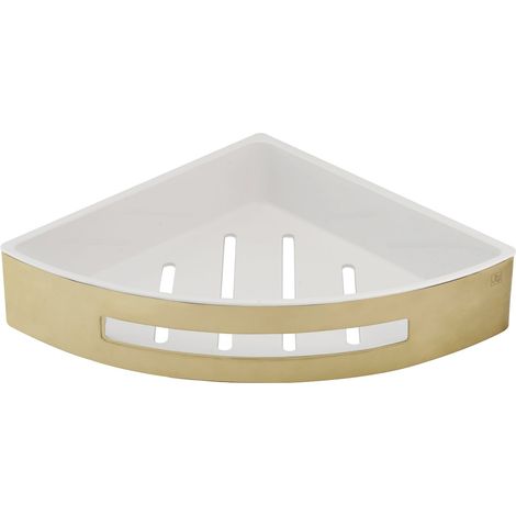 JTP Vos Corner Basket with Shelf - Brushed Brass (1/2)