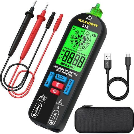 Multimètre numérique rechargeable, modèle 2025, testeur électrique NCV avec alarmes sonores et visuelles, sélection automatique de la gamme, mesure de la tension AC/DC-AquaForge (1/5)