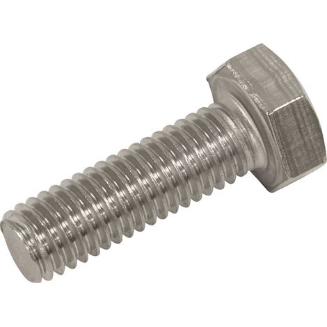 Sealey S825S Stainless Steel Hex Head Set Screw DIN 933 - M8 X 25 A2 - Pack of 50