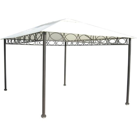 Gazebo da Giardino 4x3x2,8m in Metallo Ecrù