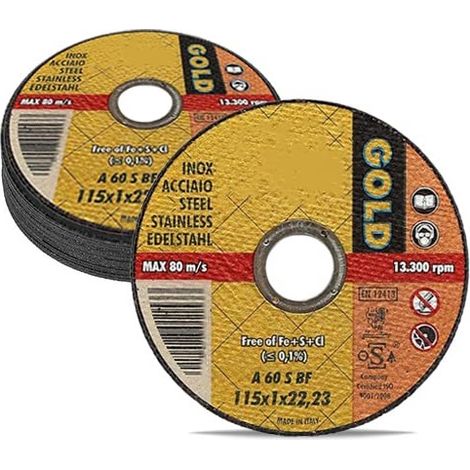 10 Dischi flessibili da taglio per Acciaio mis. 115x1 mm per smerigliatrici angolari e flex con innesto da 22-23 mm (1/5)