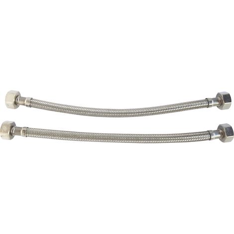 Lot de 2 flexibles sanitaires - Raccord 2 écrous tournants 1/2" - L = 500mm DN8
