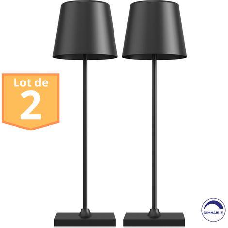 Lot de 2 lampes de table rechargeables noir 3W 3000K IP44 (1/4)