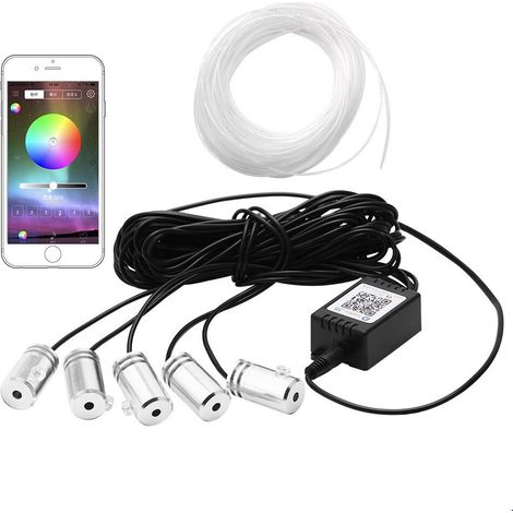 Éclairage Intérieur de Voiture,RGB Bande Lumineuse à LED de Voiture avec 6m Fibre Optique, Contrôle APP (1/4)