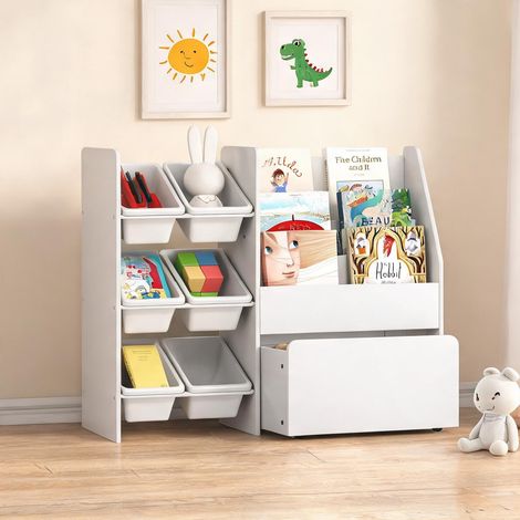 Étagère Enfant Rangement Jouets 6 Boîtes Tiroir sur Roues branco (1/5)