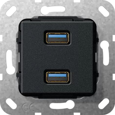 Gira USB 3.0 A 2f Kpl. Einsatz Schwarz m 568410 (1/2)